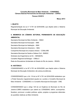 Conselho Municipal de Meio Ambiente – CONSEMAC - ProMEA-Rio