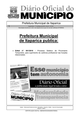 Prefeitura Municipal de Itaparica publica: