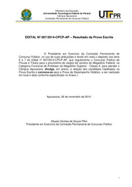 EDITAL Nº 067/2014-CPCP-AP – Resultado da Prova Escrita