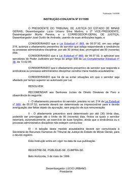 instrução conjunta nº 01/1999 - Tribunal de Justiça de Minas Gerais