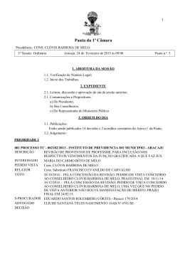 Pauta da 1ª Câmara - Tribunal de Contas do Estado de Sergipe