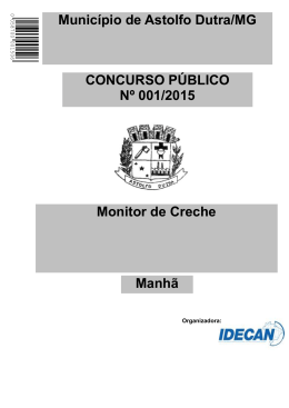 Monitor de Creche CONCURSO PÚBLICO Nº 001/2015 Município