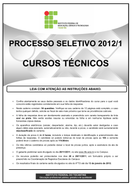 Provas Técnico Subsequente 2012/1 - Seletivos IFTO