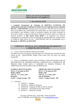 EDITAL DE LICITAÇÃO 001/2015 MODALIDADE CONCORRÊNCIA