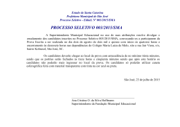 processo seletivo 003/2015/sma - Prefeitura Municipal de São José