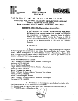 Comissão de Homologação das Inscrições – Paranaguá