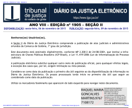 TJ-GO DIÁRIO DA JUSTIÇA ELETRÔNICO - EDIÇÃO 1905