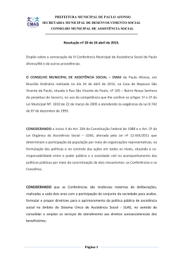 Resolução nº. 20 de 24 de abril de 2015