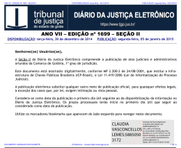 TJ-GO DIÁRIO DA JUSTIÇA ELETRÔNICO - EDIÇÃO 1699