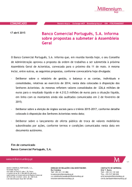 Banco Comercial Português, S.A. informa sobre