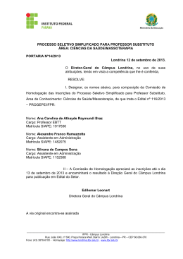 Portaria nº 14/2013 – Comissão de Homologação das Inscrições