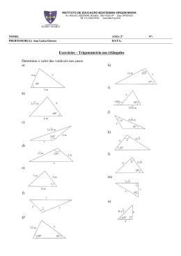 Exercícios – Trigonometria nos triângulos Determine o valor das