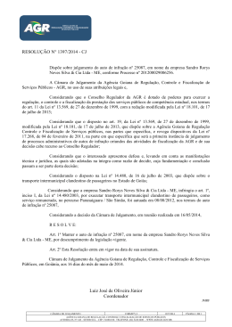 RESOLUÇÃO N° 1397/2014 - CJ Luiz José de