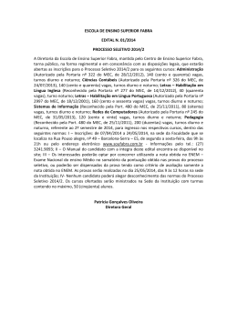 ESCOLA DE ENSINO SUPERIOR FABRA EDITAL N. 01/2014