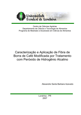 Caracterização e Aplicação de Fibra de Borra de Café Modificada