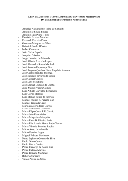 Lista de Árbitros e Conciliadores do Centro de Arbitragem da UCP