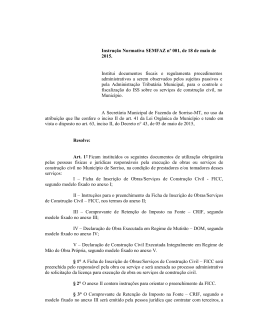 Instrução Normativa SEMFAZ nº 001, de 18 de maio de 2015. Institui