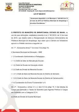 Lei Nº 908/2015 - Portal da Prefeitura Municipal de Ibirapitanga