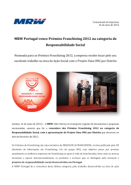 MRW Portugal vence Prémios Franchising 2012 na categoria de