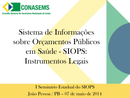 SIOPS: Instrumentos Legais