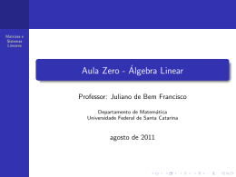 Aula Zero - Álgebra Linear - Departamento de Matemática