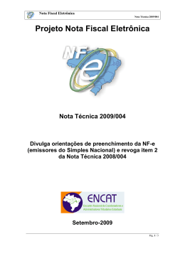 NT 2009.004 - SIMPLES NACIONAL - Portal da Nota Fiscal Eletrônica