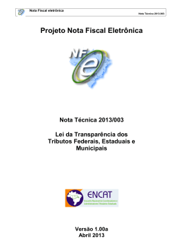 Nota Técnica 2013.003 - Portal da Nota Fiscal Eletrônica