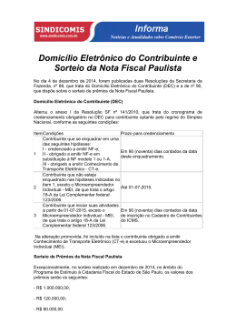 Domicílio Eletrônico do Contribuinte e Sorteio da Nota Fiscal Paulista