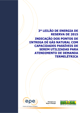 NT MME/EPE 3º Leilão de Energia de Reserva