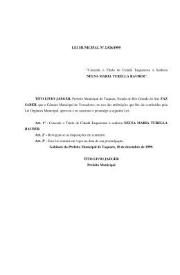 Lei municipal 2526 - Câmara de Vereadores de Taquara