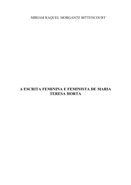 A ESCRITA FEMININA E FEMINISTA DE MARIA TERESA HORTA
