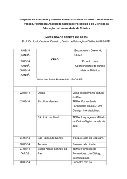 Confira a programação da visita - Universidade Aberta do Piauí