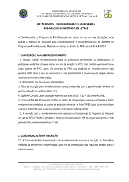 EDITAL 005/2015 - RECREDENCIAMENTO DE DOCENTES PÓS