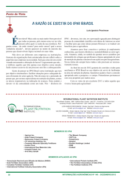 a razão de existir do ipni brasil - International Plant Nutrition Institute