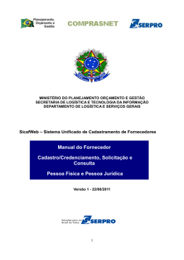 Manual SICAF - Fornecedor - Portal de Compras do Governo