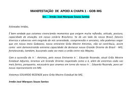 MANIFESTAÇÃO DE APOIO A CHAPA 1 - GOB-MG