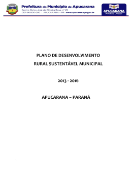 Plano Rural Sustentável - Prefeitura de Apucarana