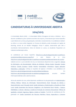 CANDIDATURAS À UNIVERSIDADE ABERTA 2014/2015