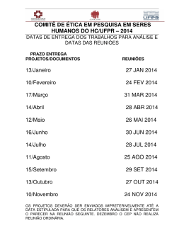 Calendário de Reuniões CEP/HC 2014