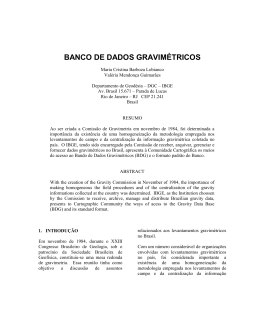 BANCO DE DADOS GRAVIMÉTRICOS