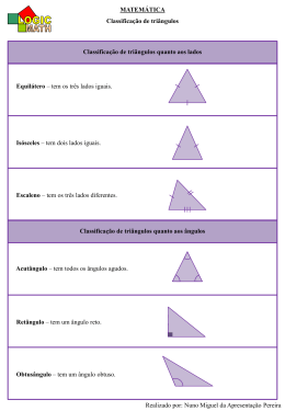 MATEMÁTICA Classificação de triângulos Realizado por: Nuno
