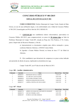 CONCURSO PÚBLICO Nº 001/2015 - Prefeitura de Campo Verde