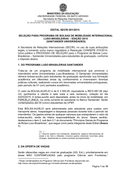 EDITAL SECRI 001/2015 SELEÇÃO PARA PROGRAMA DE