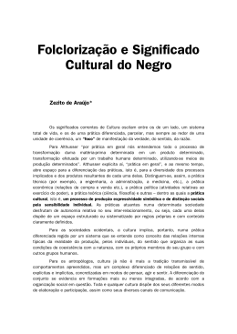 Folclorização e significado cultural do negro Zezito de Araújo
