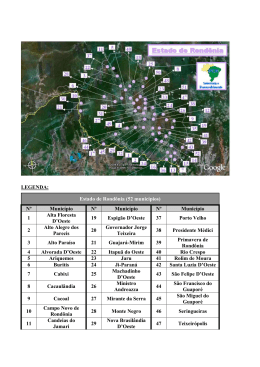 LEGENDA: Estado de Rondônia (52 municípios) Nº Município Nº