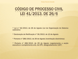 CÓDIGO DE PROCESSO CIVIL LEI 41/2013, DE 26/6
