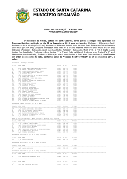Resultado e Classificação - Processo Seletivo 002/2014 pdf