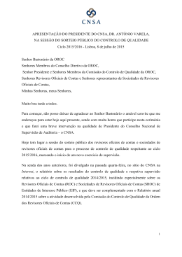 Intervenção do Presidente do CNSA, António Varela, na Sessão do