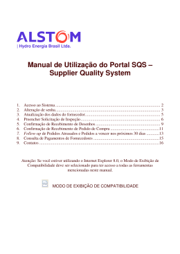 Manual de Utilização do Portal SQS – Supplier Quality