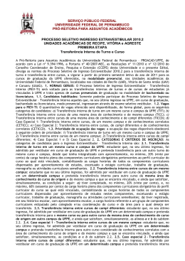 Edital de Inscrições - Universidade Federal de Pernambuco
